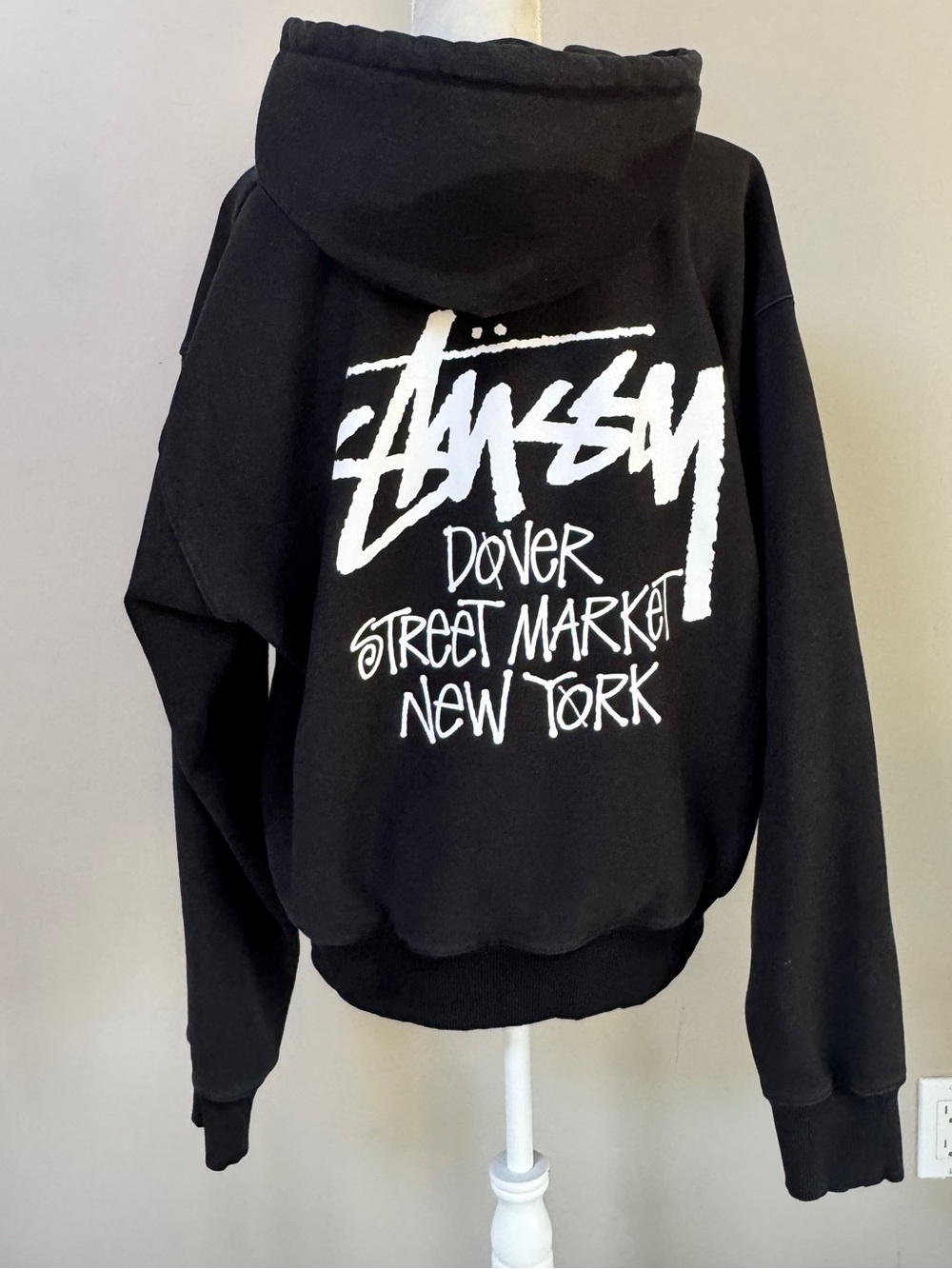 Stussy x Dover Street Market New York NY Full Zip Up Hoodie Sweatshirt Black L
